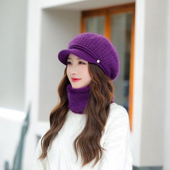 Casquette,Béret de marque pour femme, bonnet chaud à visière, écharpe, mode  pour fille, décontracté - Type Violet-Hat and scarf set - Cdiscount  Prêt-à-Porter