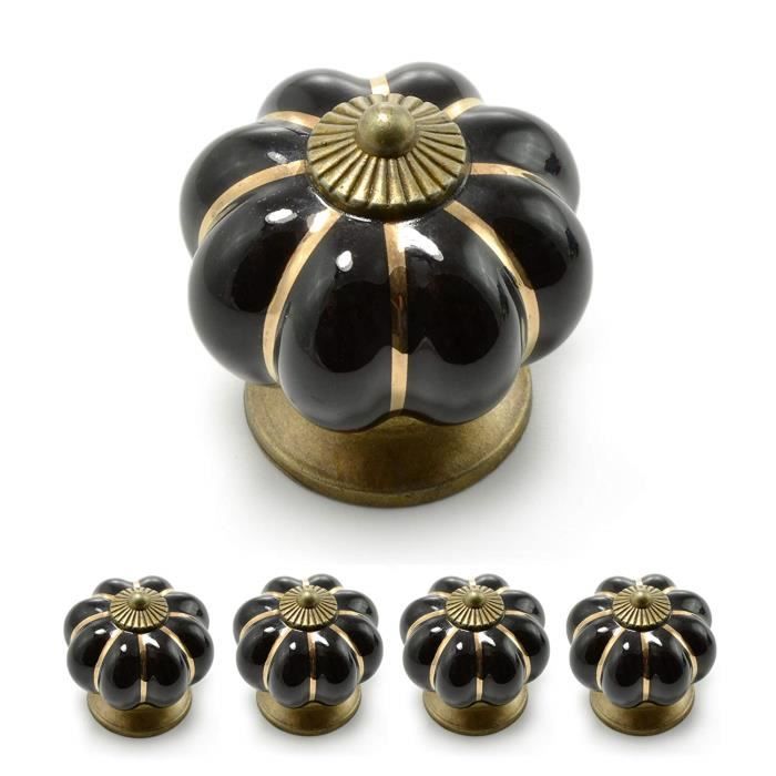 Céramique Tire Poignées Boutons de Placard Bleu Foncé Rond avec motif Chrome x 4