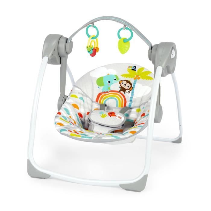 BRIGHT STARTS Playful Paradise balancelle portable pour bébé, compacte et automatique avec musique, 