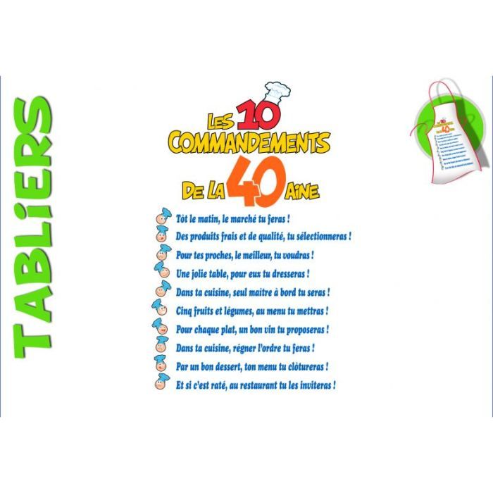 Tablier 10 Commandements 40 Ans Cdiscount Jeux Jouets