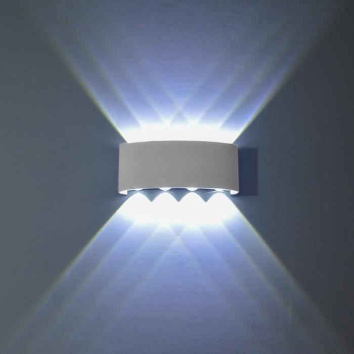 Lampe Murale LED 8W Blanc Moderne Aluminium LED Applique Murale Interieur Éclairage Mural Applique Murale Lumières Blanc Froid
