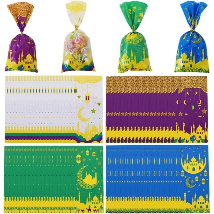 100 Sachet Bonbon Eid Mubarak,Sac De Bonbons Transparents En Cellophane