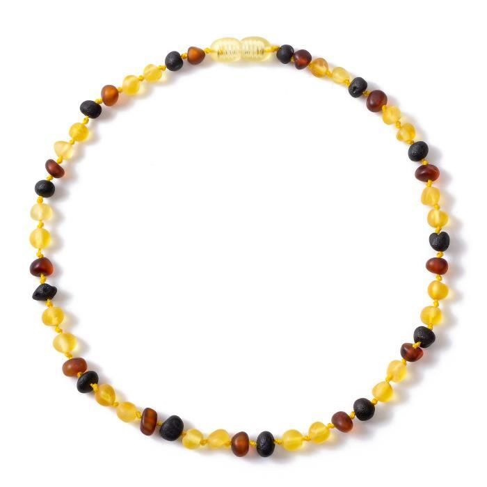 Collier d'ambre pour bébé, ambre véritable, collier multicolor