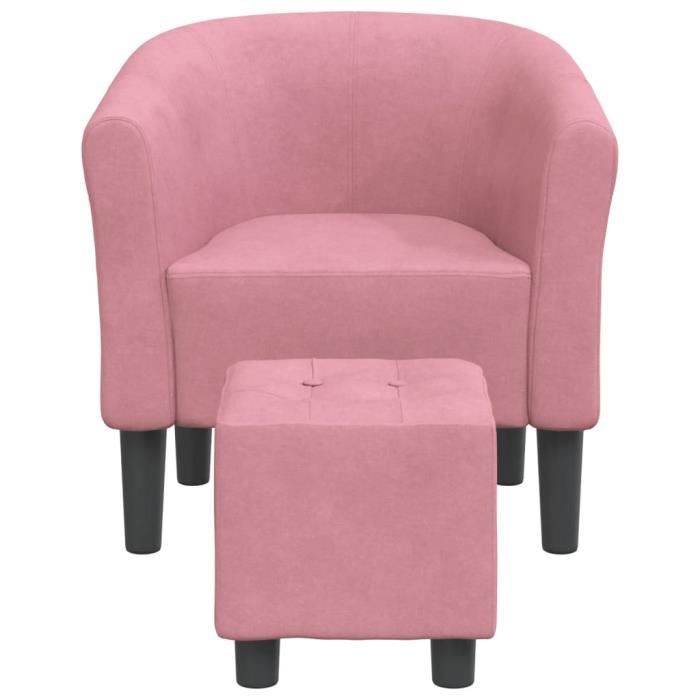 Fauteuil cabriolet - CUQUE - CQ019 - Rose velours - Repose-pied inclus - Design contemporain