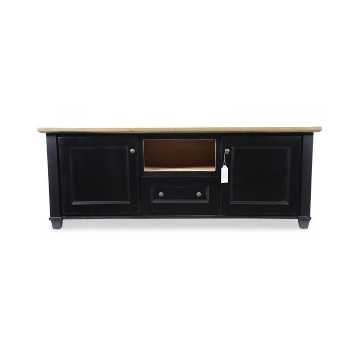 smarttrunc (meuble tv 1 tiroir bois noir 142x49x53cm - bois, mdf - décoration d'autrefois,132)