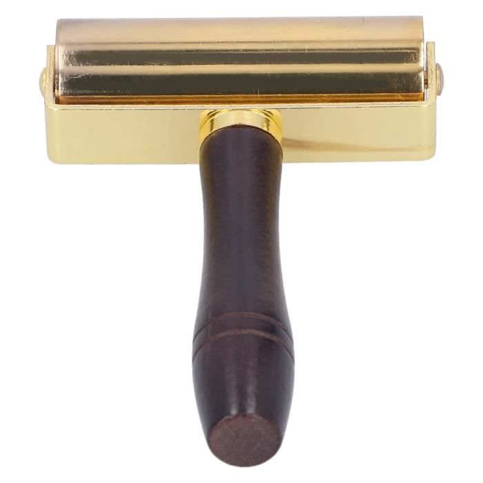 Rouleau Presse Bord Cuir Avec Poignée Bois - Outil Cuir 60mm - Idéal Collage Et Couture