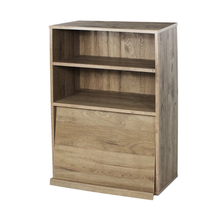 Iris Ohyama Meuble avec portes étagère avec 2 compartiments modulables CHR-1 Marron Cendré L59 x P40.9 x H83.6 cm