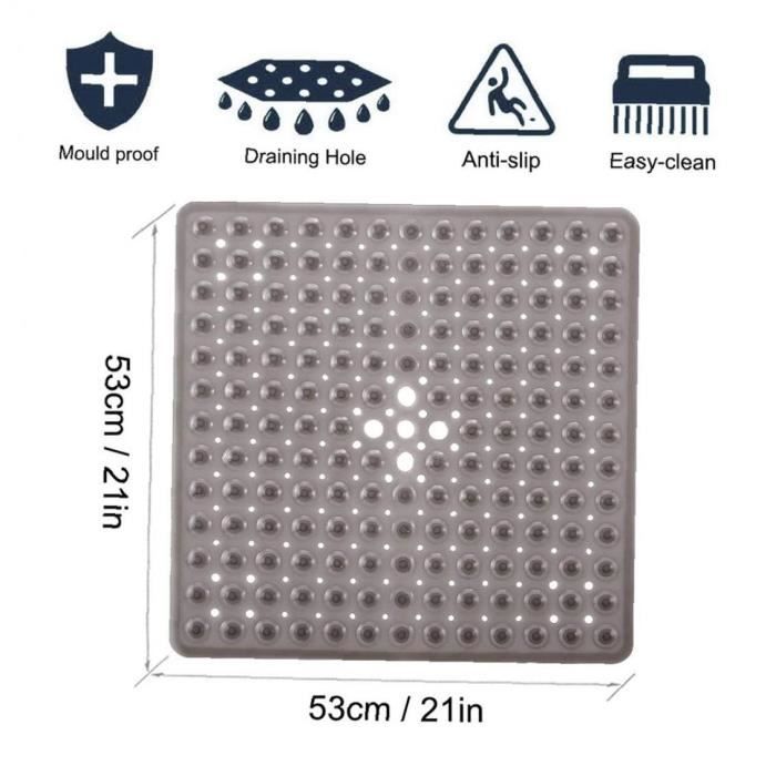 24 Patches Antidérapants Pour Baignoire Et Douche - Adhésifs PVC Noir Et Gris