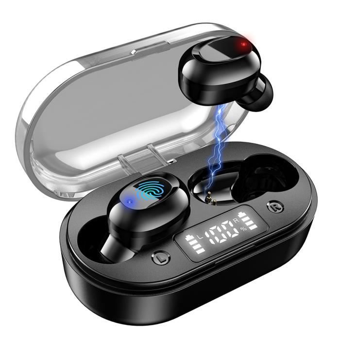 Ecouteur Bluetooth 5.0 sans Fil Sport 600mAh TWS Etui de Charge Autonomie  25H Stéréo IPX7 Etanche avec Mic - Plus petit \u0026 Léger - Cdiscount TV Son  Photo