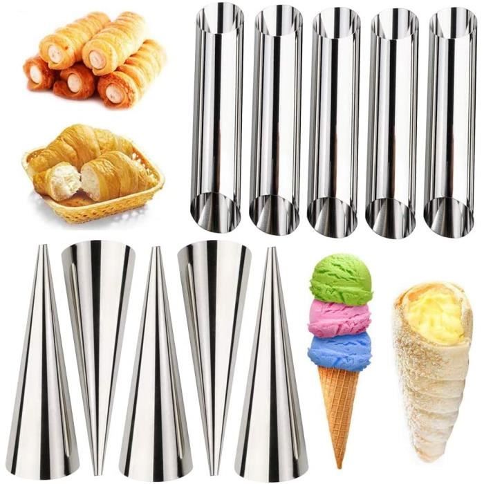 Set De Moule A Patisserie Moules À Cornets 10 Pièces Tubes Cannoli ...