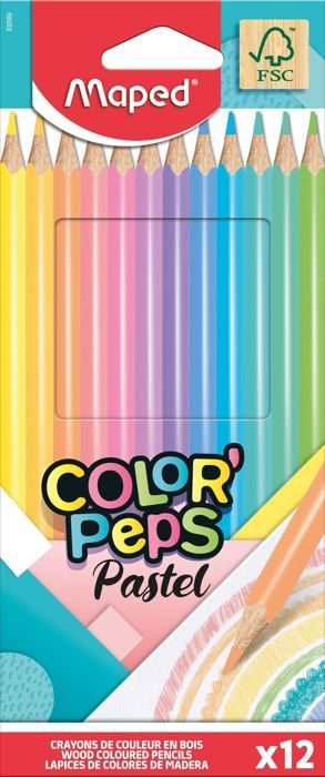 Crayon de couleur COLOR PEPS Pastel, étui carton de 12