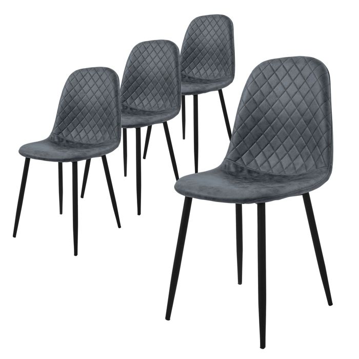 ML-Design Chaise de salle à manger Lot de 4 Anthracite Chaise de cuisine en similicuir avec pieds en métal ML-Design Chaise de salle à manger Lot de 4 Anthracite Chaise de cuisine en similicuir avec pieds en métal