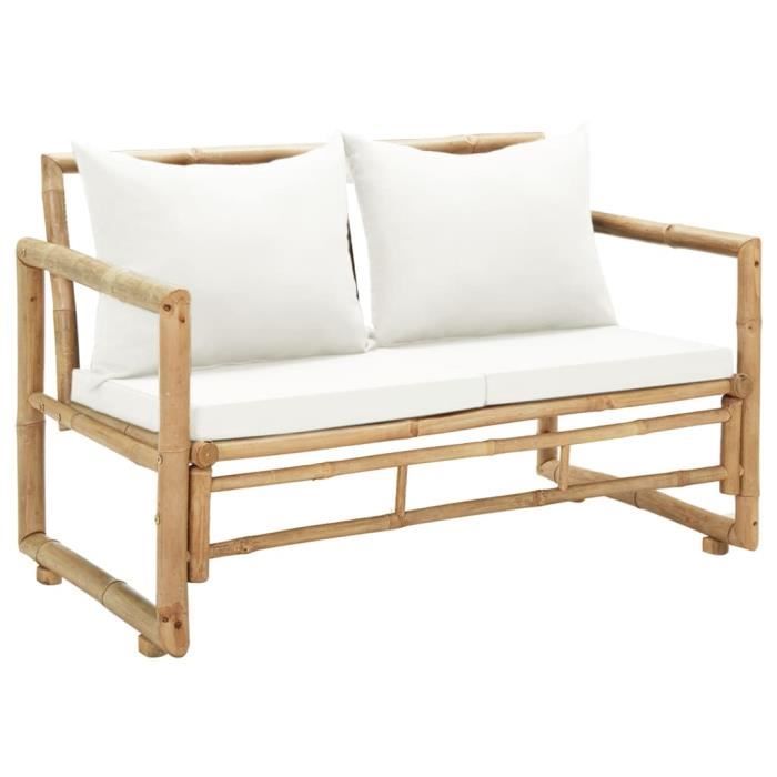 canapé de jardin à 2 places avec coussins -omabeta - vintage - bambou - 115 x 65 x 72 cm 7405148115907