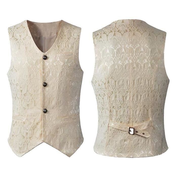 Mode homme Punk veste vintage Pardessus Outwear Bouton Gilet Manteau Frac blanc Blanc Cdiscount Pret a Porter
