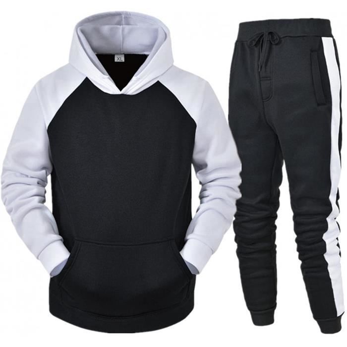 SurvêTement Homme Ensemble Jogging SurvêTement Homme Ensemble Ensemble  Jogging Homme Survetement Foot Homme Costume à Manches Courtes et Pantalon  Noir Homme Printemps Automne Hiver : : Mode