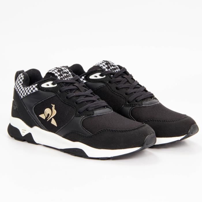 Basket Le Coq Sportif Lcs r500 w pied de poule Noir Femme - LE COQ SPORTIF - Lacets - Textile - Plat