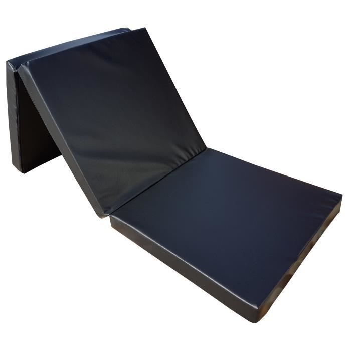 Matelas pliant en faux cuir - NATALIA SPZOO - 195x65x8 cm - Ferme - Noir - Mousse