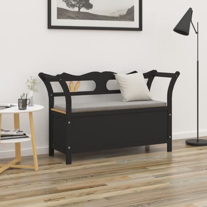 omabeta bancs coffres - banc noir 107x45x75,5 cm bois de sapin solide - meubles haut de gamme - m24953
