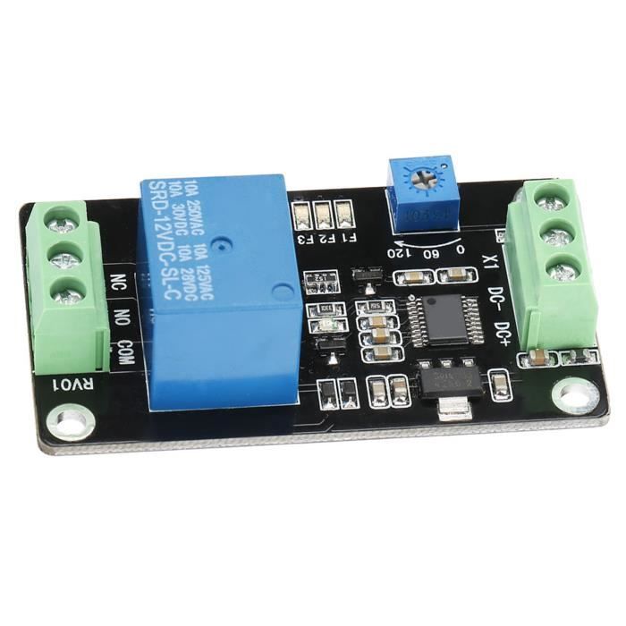 Lot De 2 Modules Relais Temporisation Réglable 12V DC - Timer 0.1s à 60min, 10A - Compatible Arduino, Automobile