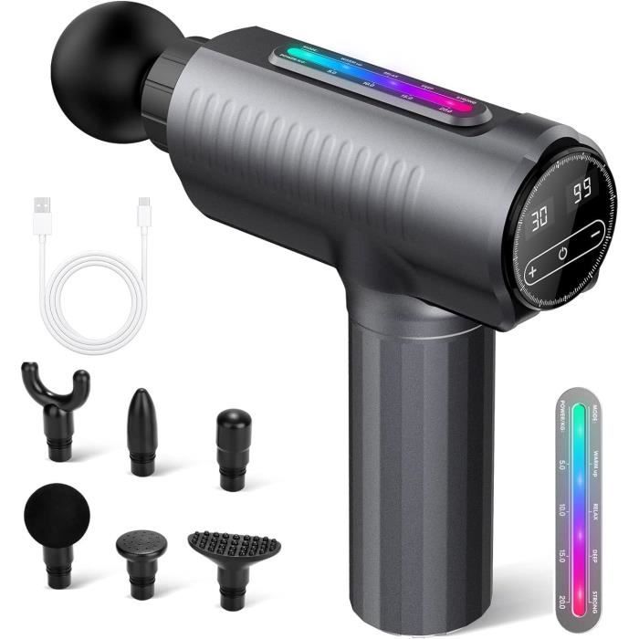 Pistolet De Massage Musculaire GESS - 9 Têtes Interchangeables - Percussion Pour Tissus Profonds - Noir
