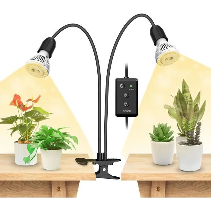 Lampe Horticole LED 3 Têtes - Minuterie 3/9/12h, Spectre Complet, 10 Niveaux De Luminosité, Réglable En Hauteur