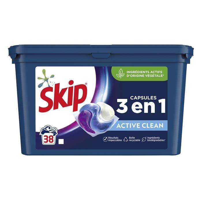 SKIP Ultimate Active Clean Lessive Trio Capsules 38 capsules