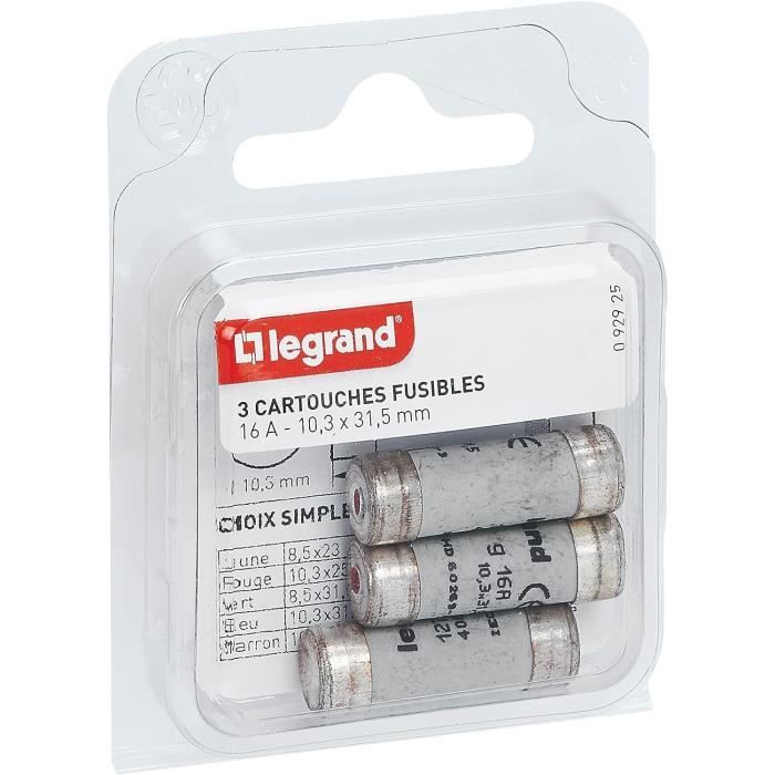 Legrand Cartouches Fusibles Avec Témoin 2A 8,5x31,5mm - Lot De 3 - Protection Fiable