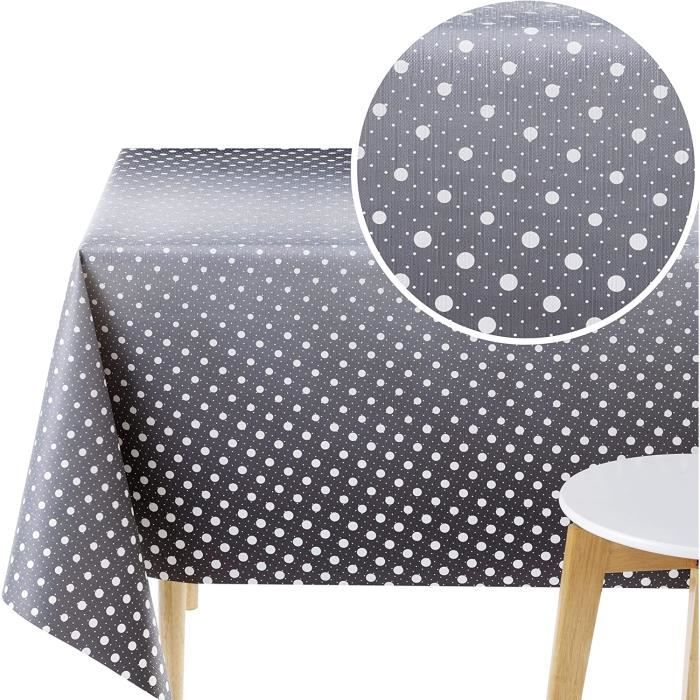 Nappe Rectangulaire En Toile Cirée PVC - 140x200 Cm - Motif Pois Beige - Facile D'entretien, Coup D'éponge
