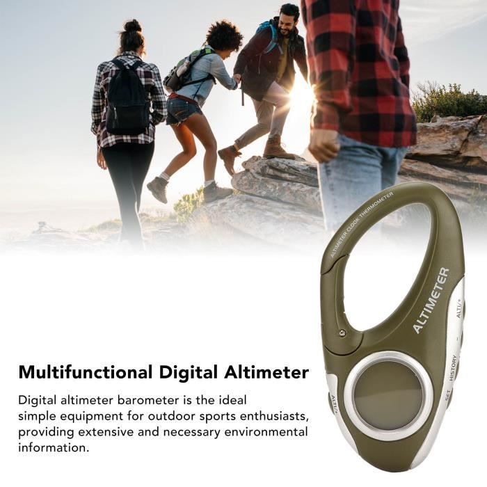 Altimètre Numérique Multifonction - Baromètre, Prévision Météo, Horloge | Ecran LCD Rétroéclairé | Pour Randonnée, Escalade
