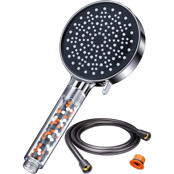 SANTRAS® Flexible De Douche PREMIUM Chrome 1.25 M MADE IN GERMANY Avec économiseur D'eau - Particulièrement Flexible Et Résistant à La Torsion Avec FLOW LIMITER En Look Inox En Matériau