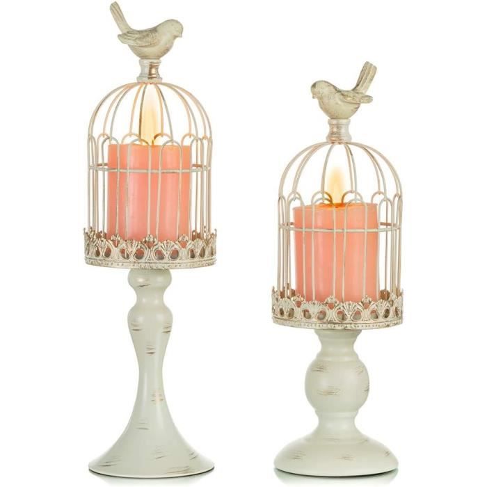 Cage à oiseaux décorative en métal à suspendre – coloris rose - Décoration