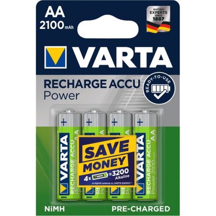 Pile rechargeable Varta Accu Power 2100 mAh AA LR6 x4 - Cdiscount