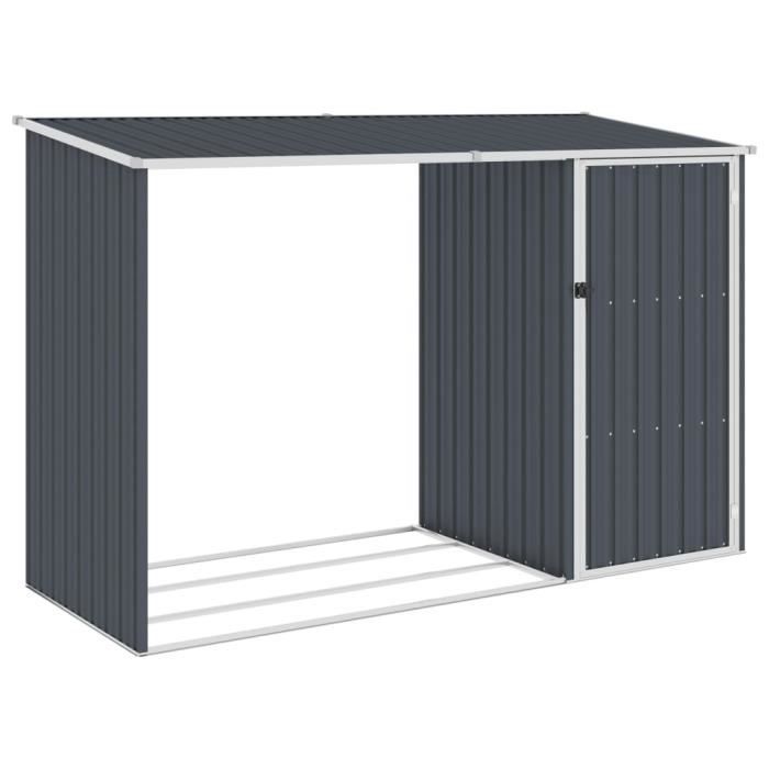 Abri à bois - VIDAXL - Anthracite - 245x98x159 cm - Acier galvanisé - Résistant aux intempéries