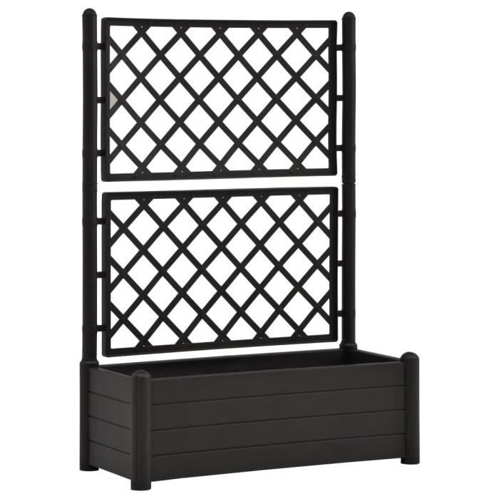 Jardinière - VIDAXL - 100x43x142 cm - Polypropylène - Couleur Anthracite - Capacité 90 L