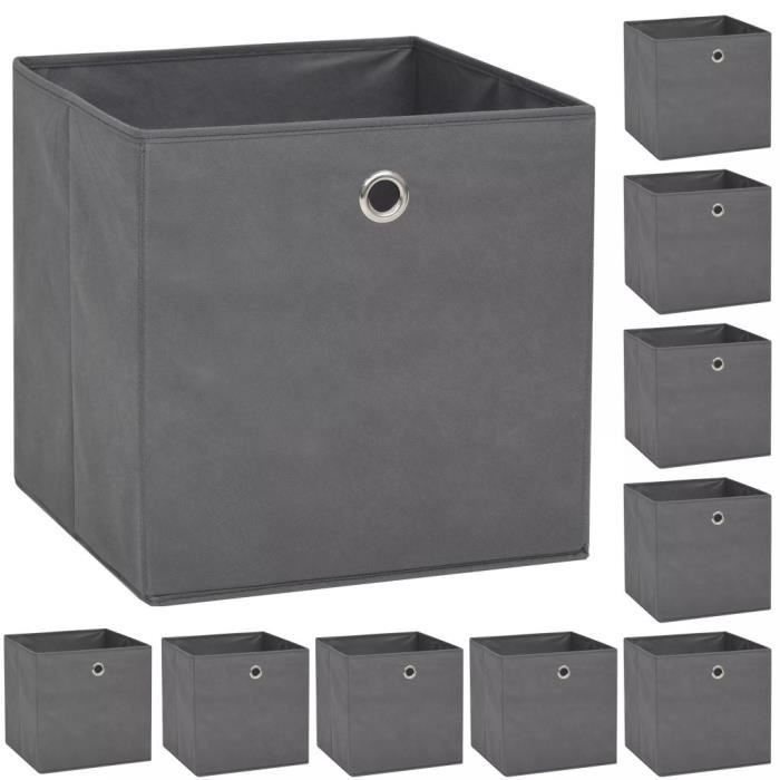 Boîte de rangement - vidaXL - 10 pcs - Tissu non-tissé - 32x32x32 cm - Gris