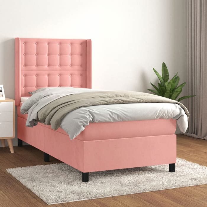 3132896 vidaXL Lit à sommier tapissier avec matelas Rose 90x190 cm Velours