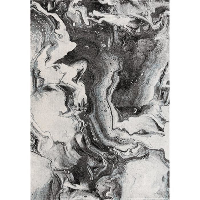Tapis Moderne Effet Marbre Noir Et Blanc – Doux, Antidérapant, Lavable, Pour Salon Ou Chambre (160x230cm) - 8