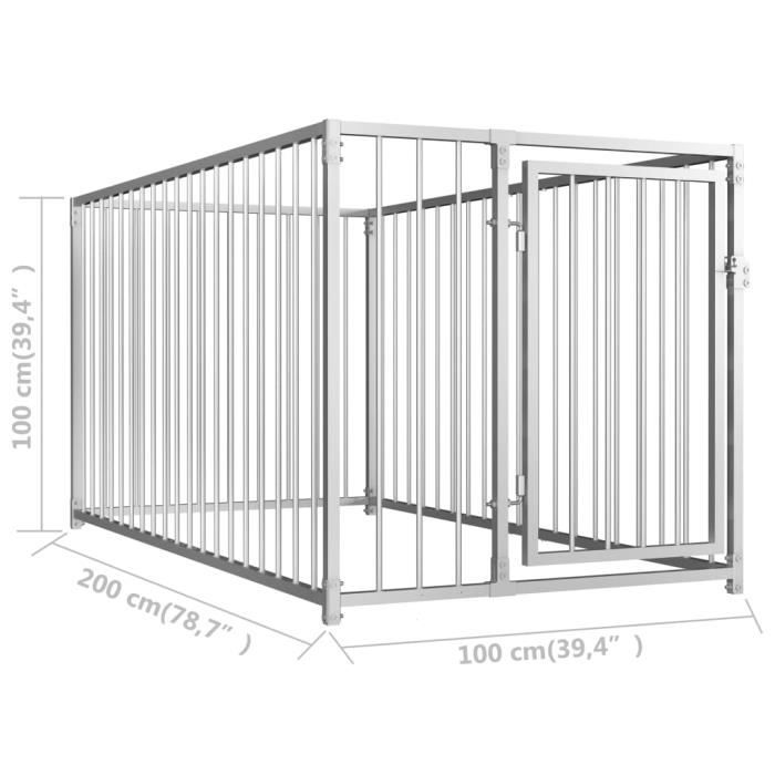 Chenil dextérieur pour chiens 100 x 200 x 100 cm LVD