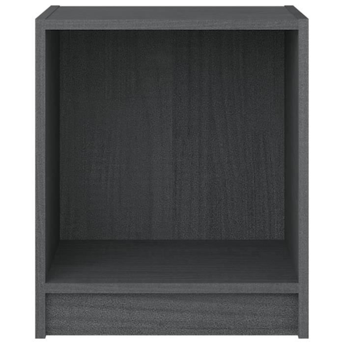 rho - tables - table de chevet gris 35,5x33,5x41,5 cm bois de pin massif - dx3264