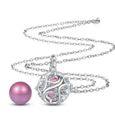 Bola de grossesse nœud infini avec cristaux grelot rose * Longueur collier : 114 cm  * Matière pendentif : Cuivre, plaqué argent  *-1