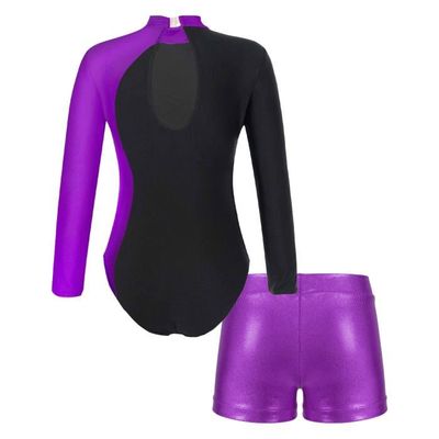 Justaucorps De Gymnastique/patinage Fille - Strass, Manches Longues, Col Montant, Dos Dégagé, Tailles 5-16 Ans - 14