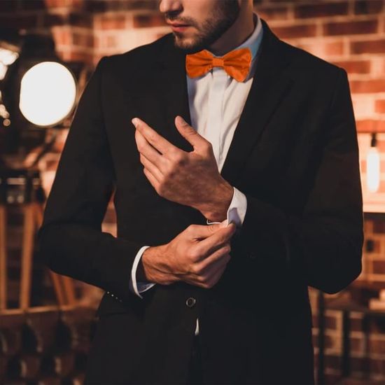 HISDERN Noeud Papillon deja noue reglable Couleur unie pour Mariage