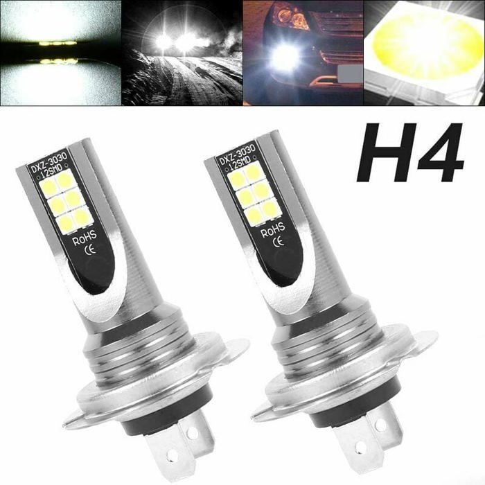 Kit 2 Ampoules LED H4 6000K 72W 8000lm Pour Phare Peugeot 405 - Blanc Froid, Technologie LED, Chine