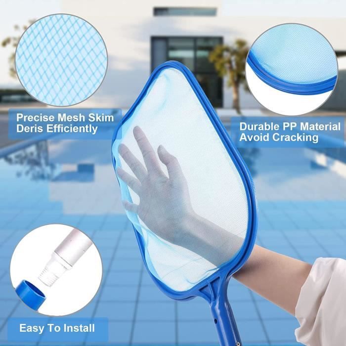 Épuisette De Fond De Piscine Deluxe – Filet Extra-large Et Profond – Raccord Pour Perche Télescopique