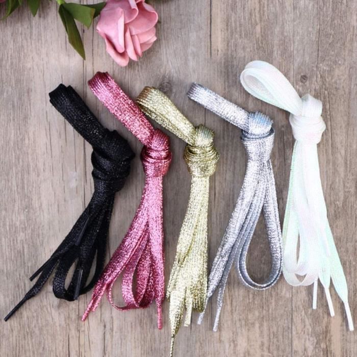 Lot de 5 paires de lacets plats paillettes m talliques Pour