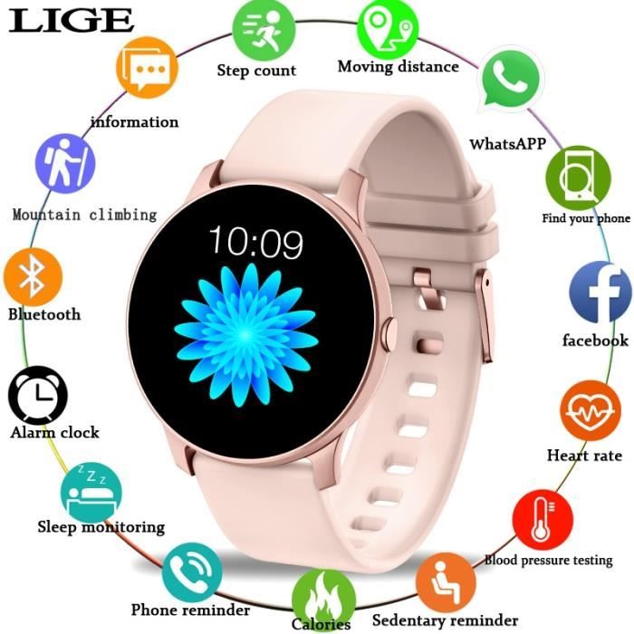 Montre connect e 2019 nouveau couleur cran femmes sport montre intelligente hommes femmes Fitness tracker pour iPhone Type Blue