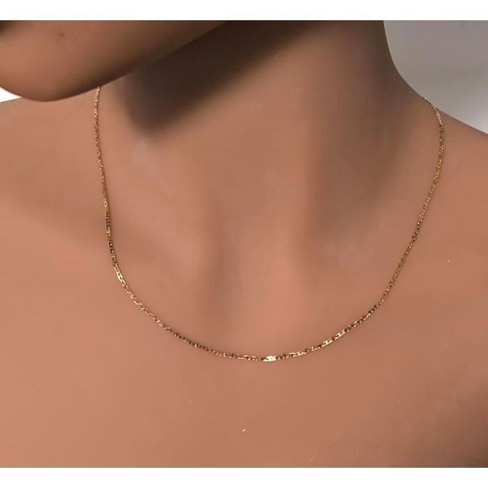 Chaîne De Cou Femme Maille Miroir - Plaqué Or Jaune 750/1000 - Longueur 45cm - Neuf Avec Étiquettes