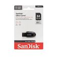 Clé USB SanDisk Ultra Curve 64Go USB 3.2 Gen1 100MB/s mémoire Flash Drive SDCZ550-064G-G46-2