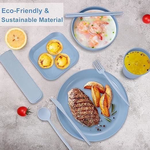 Coriver 48 Pièces Vaisselle Camping, Vaisselle Plastique Reutilisable