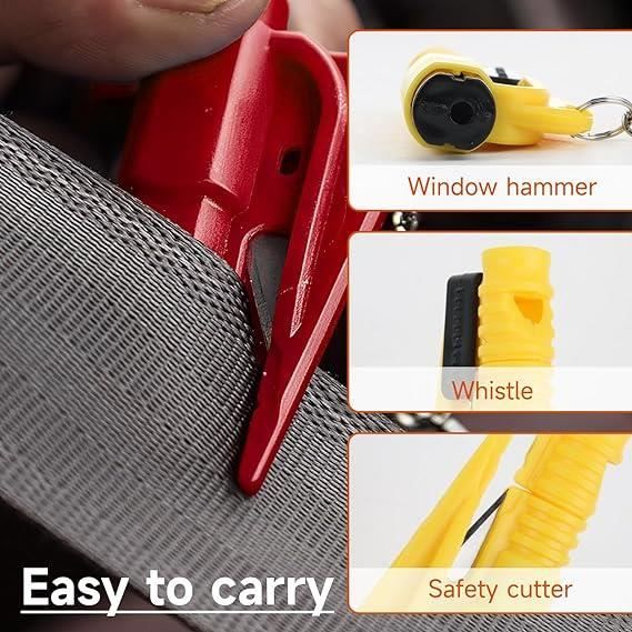 Outil évasion Voiture Bus Lot De 6 Porte-clés De Sécurité Voiture - Brise- Vitre Et Coupe-ceinture 2 En 1 - Urgence Porte-clés Sécurité